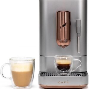 Caf?? Affetto Automatic Espresso Machine + Milk Frother | Built-In & Adjustable Espresso Bean Grinder | One-Touch Brew in 90 Seconds | Steel Silver. 1.2 Liter. (C7CEBBS2RS3)