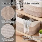 OIAHOMY Storage Basket. Woven Baskets for Storage. Cotton Rope Basket for toys.Towel Baskets for Bathroom - Pack of 3. Gradient Yellow