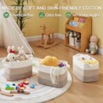 OIAHOMY Storage Basket. Woven Baskets for Storage. Cotton Rope Basket for toys.Towel Baskets for Bathroom - Pack of 3. Gradient Yellow