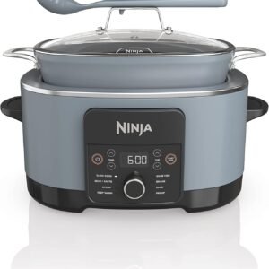 Ninja MC1001 Foodi PossibleCooker PRO 8.5 Quart Multi-Cooker. with 8-in-1 Slow Cooker. Dutch Oven. Steamer. Glass Lid Integrated Spoon. Nonstick. Oven Safe Pot to 500??F. Sea Salt Gray