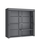 62.5 Closet Wardrobe. Portable Closet for Bedroom. Freestanding Clothes Rack with Non-Woven Fabric Cover. 3 Hanging Rods. 4 Storage Shelves. Clothes Storage Organizer. Grey