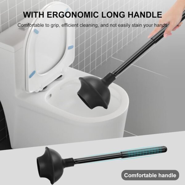 SetSail Toilet Brush and Plunger Set. Toilet Plungers for Bathroom Heavy Duty Toilet Bowl Brush and Holder Hidden Toilet Plunger and Brush Set for Deeply Cleaning - Black