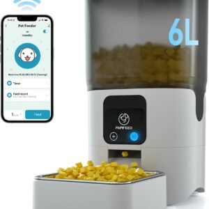 Smart Automatic Cat Feeders: WiFi Pet Feeder with APP Control for Remote Feeding. Detachable for Easy Clean. Automatic Cat Food Dispenser with Alexa.1-30 Meals Per Day for Dog (6L/25Cup)