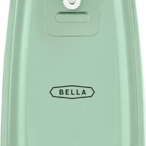 BELLA Electric Can Opener and Knife Sharpener. Multifunctional Jar and Bottle Opener with Removable Cutting Lever and Cord Storage. Stainless Steel Blade. Sage