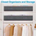 Budding Joy 90L Under Bed Storage Containers. Closet Organizers and Storage Bins. Foldable Underbed Storage Bags for Blankets. Towels. Comforter. Sweaters. Pillows. Linen Sheets. Wrapping Paper .Grey