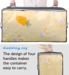Budding Joy 90L Under Bed Storage Containers. Closet Organizers and Storage Bins. Foldable Underbed Storage Bags for Blankets. Towels. Comforter. Sweaters. Pillows. Linen Sheets. Wrapping Paper .Grey