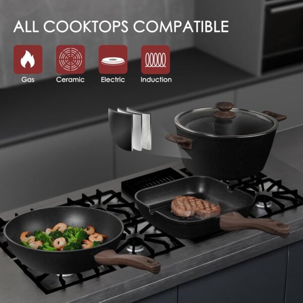 Kikcoin 31 Pcs Kitchen Cookware Set. Non Stick Pots and Pans Set Bakeware Set Nonstick Cooking Set with Baking Pans. Frying Pans. Saucepan. Grill Pan. Utensils