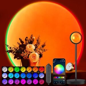 Sunset Lamp Projector with APP & Button Control. 360 Degree Rotation Multiple Colors Changing LED Lamp Night Light. Sunset Light for Bedroom Decor/Party/Christmas Gifts/Tiktok Live/Room Decor