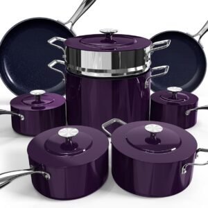 Nuwave Lux 13pc Forged Lightweight Cookware Set PFAS Free. Healthy G10 Duralon Ceramic Coating. Ultra Non-Stick. Stay-Cool Handles. Works on All Cooktops & Induction Ready