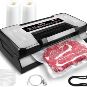 Liquid Vacuum Sealer Machine. 90Kpa Vacuum Sealer Machine Preservation Dry/Moist/Liquid Modes. LED Indicator Light. Handle Locked Design. Built-in Cutter and Bag Storage. Removable Drip Tray
