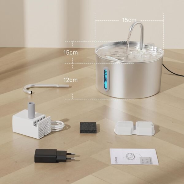 Cat Water Fountain Stainless Steel: Cat Fountain for Drinking - Automatic Pet Water Fountain for Cats Inside - 74oz/2.2L Dog Water Dispenser Drinking Supplies Metal Kitty Spout Animal Waterer Bowl