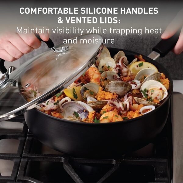 T-fal Ultimate Hard Anodized Nonstick Cookware Set 17 Piece. Dishwasher Safe. Suitable for all stove tops; excluding induction. Black