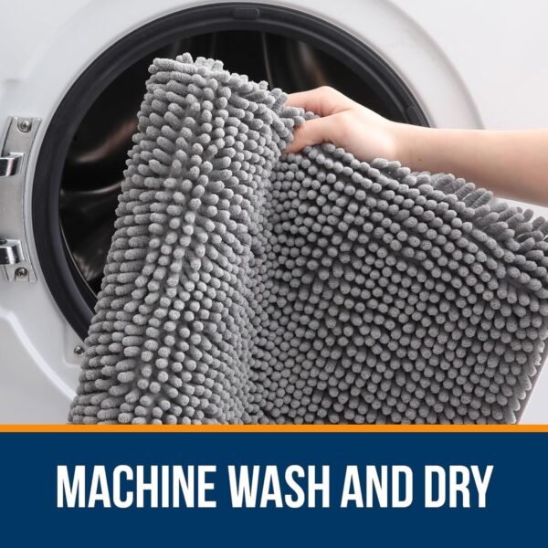 OLANLY Bathroom Rugs 30x20. Extra Soft Absorbent Chenille Bath Rugs. Rubber Backing Quick Dry. Machine Washable Bath Mats for Bathroom Floor. Tub and Shower. Home Decor Accessories. Grey