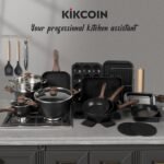 Kikcoin 31 Pcs Kitchen Cookware Set. Non Stick Pots and Pans Set Bakeware Set Nonstick Cooking Set with Baking Pans. Frying Pans. Saucepan. Grill Pan. Utensils