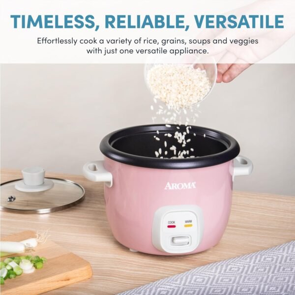Aroma Housewares 4-Cups (Cooked) / 1Qt. Rice & Grain Cooker (ARC-302NGP). Pink