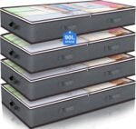 Budding Joy 90L Under Bed Storage Containers. Closet Organizers and Storage Bins. Foldable Underbed Storage Bags for Blankets. Towels. Comforter. Sweaters. Pillows. Linen Sheets. Wrapping Paper .Grey