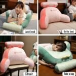 Happy Diary Reading Pillow, Fashion Bed Pillow with Shredded Memory Foam, Suitable for Adults and Children Backrest, Bed and Sofa Backrest Pillow with Armrests and Pockets, Washable Pillowcase