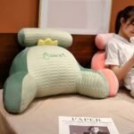 Happy Diary Reading Pillow, Fashion Bed Pillow with Shredded Memory Foam, Suitable for Adults and Children Backrest, Bed and Sofa Backrest Pillow with Armrests and Pockets, Washable Pillowcase